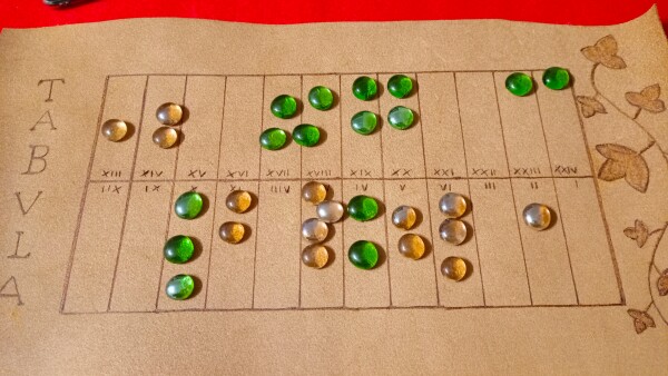 Situazione più complessa, a metà partita. Le pedine si 